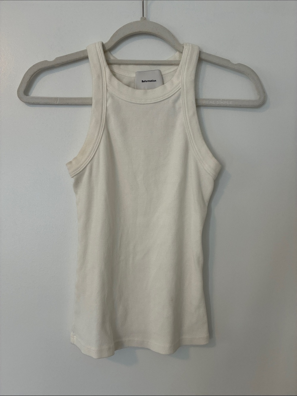 Reformation Tasha Ivory Ribbed Racer Tank - Picture 2 of 12
